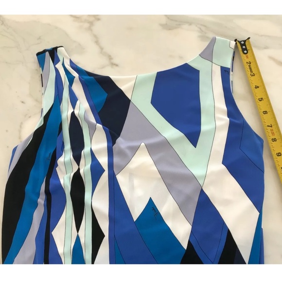 EMILIO PUCCI BLUE MULTI VISCOSE DRESS MODEL 12RL90 SIZE IT 42 / US 8 - Picture 10 of 16